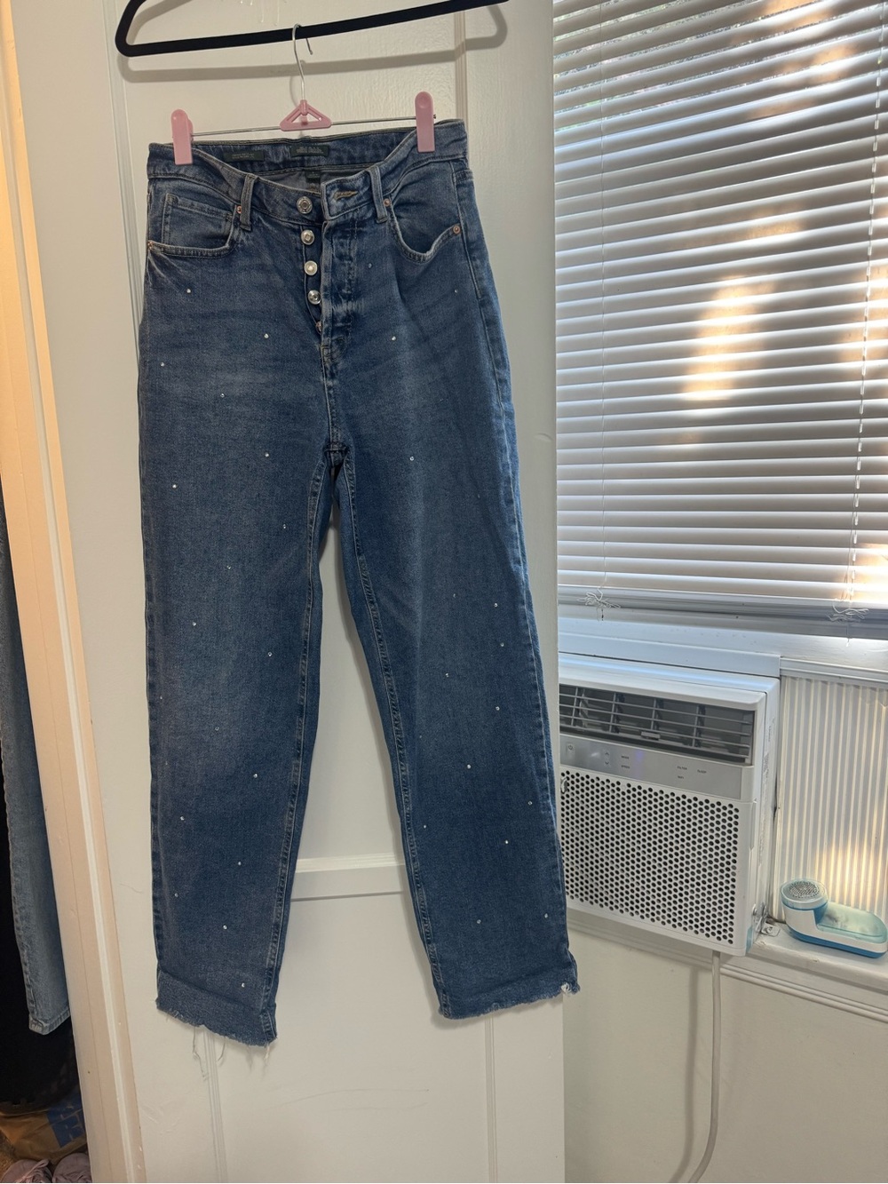 wild fable Dark Blue Straight-Leg Jeans with Button Fly